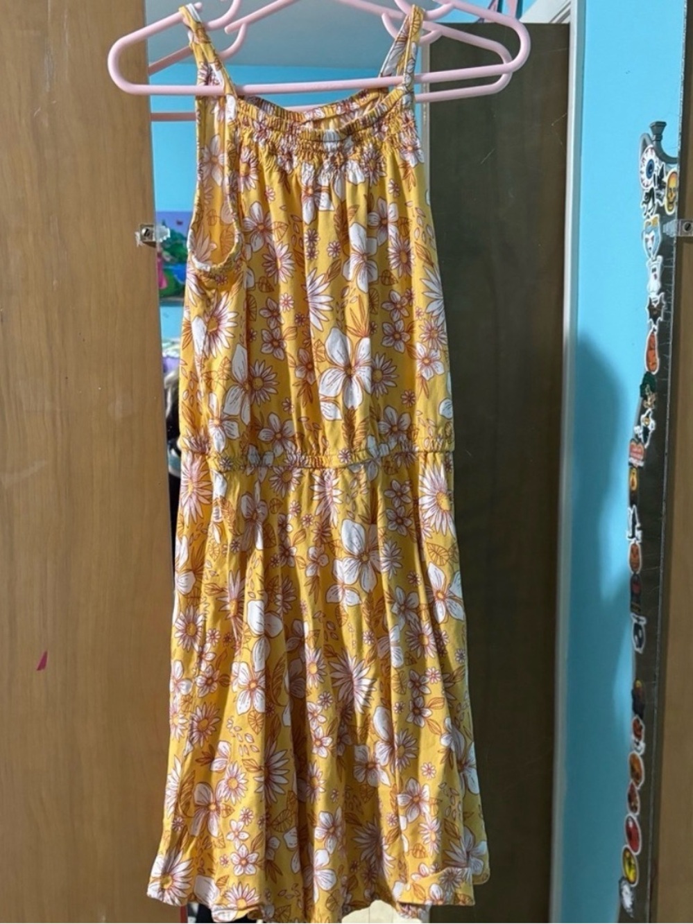 Girl's Flowy Yellow Floral Summer Dress